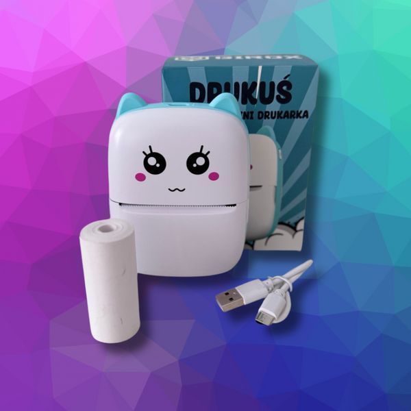 Портативний кишеньковий дитячий принтер з термодруком Mini printer GIROX Блакитний 893412 фото