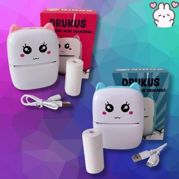 Портативний кишеньковий дитячий принтер з термодруком Mini printer GIROX Блакитний 893412 фото